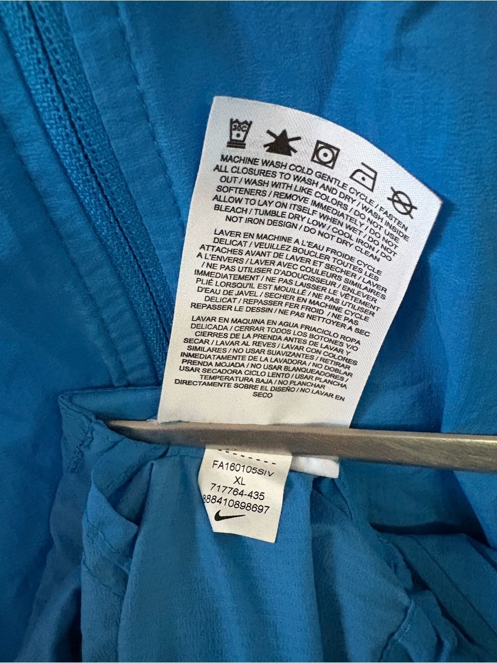 Nike Men’s Hooded Windbreaker Running Lightweight Jacket Blue XL - Picture 6 of 6